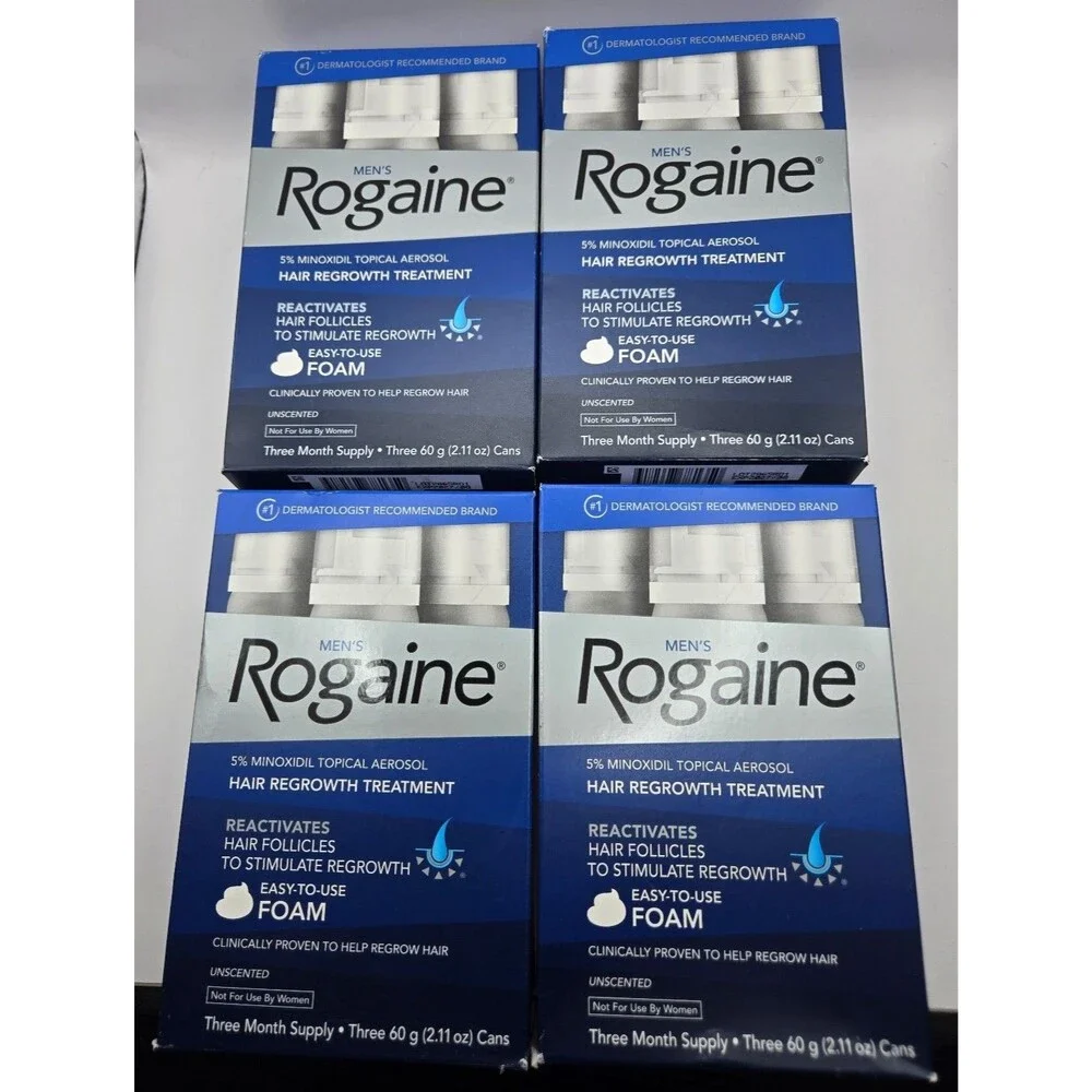 (QTY 4) 3 Month Foam Unscented Minoxidil 08/27